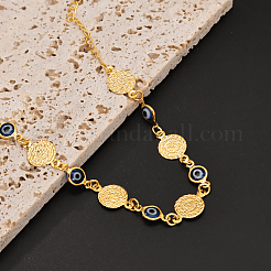 Винтажные пляжные браслеты на ногу с синими звеньями из латуни в виде сглаза для женщин MD8802