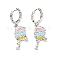 Orecchini a cerchio pendenti da donna in ottone con micro pavé di zirconi cubici&nbsp;EJEW-A168-05P