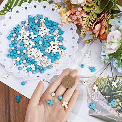 8 нити 4 стилей синтетические бирюзовые бусины нити TURQ-SC0001-19B