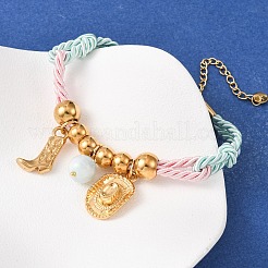 Браслеты с подвесками West Cowboy 304 из нержавеющей стали для женщин BJEW-C135-01G