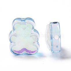 アクリルビーズ  多面カット  クマ  ライトスカイブルー  28x23x11.3mm  穴：3.5mm&nbsp;OACR-E007-02B
