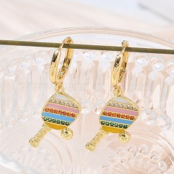 Boucles d'oreilles créoles en laiton avec micro pavé de zircone cubique pour femmes&nbsp;EJEW-A168-05G