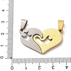 Pendentifs fendus en acier inoxydable 304 pour la Saint-Valentin&nbsp;STAS-F368-11GP