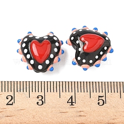 Запекаемые стеклянные бусины с рисунком в виде сердца LAMP-V001-09F