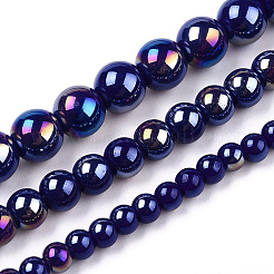 Chapelets de perles en verre opaque électrolytique&nbsp;LS-GLAA-T032-P8mm-AB03