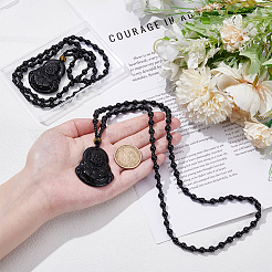 2 шт. ожерелье с подвеской в виде Будды Майтреи из искусственного камня NJEW-UN0001-59B