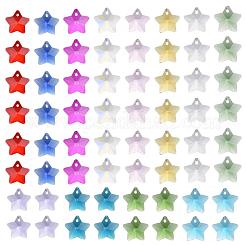 クリアガラスチャーム  多面カット  スター  ミックスカラー  13x13.5x7mm  穴：1mm  12色  6個/カラー  72個/箱&nbsp;GLAA-ZZ0001-01