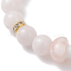 Эластичные браслеты для женщин из натурального мадагаскарского розового кварца и бусин&nbsp;BJEW-JB13317-02