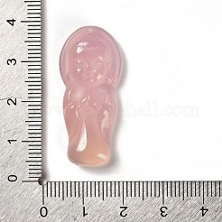 天然ピンクカルセドニー彫刻ペンダント  染め  仏のチャーム  35.5x16x8mm  穴：1mm&nbsp;G-K349-04C