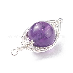 Подвески из натурального камня с медной проволокой&nbsp;PALLOY-JF01377-01