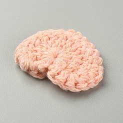 ハート手作りかぎ針編み綿飾りアクセサリー  diyの裁縫工芸品の装飾用  桃パフ  29~34x35~38x3~3.5mm&nbsp;AJEW-WH0326-52M