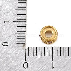304ステンレススチールラインストーンビーズ  ゴールドカラー  フラットラウンド  7x3.5mm  穴：3mm&nbsp;RB-CBA362B-01E