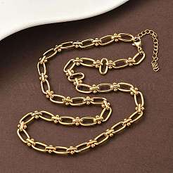 Ожерелье из овальных звеньев из нержавеющей стали 304 с ионным покрытием (IP) для женщин&nbsp;NJEW-B107-07G-03