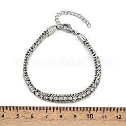 Браслеты из нержавеющей стали 304 с панцирным плетением для женщин BJEW-Z143-21P