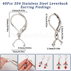 40 шт. фурнитура для сережек из нержавеющей стали 304&nbsp;STAS-SC0009-31P