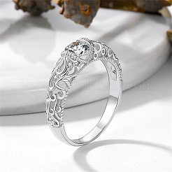 Плоские круглые латунные кольца с микропаве и прозрачным фианитом на палец&nbsp;FS-WG5A4EB-02