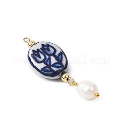 Подвески из фарфора ручной работы и натурального культивированного пресноводного жемчуга PALLOY-JF04709