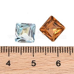 ガラスラインストーンカボション  正方形  尖ったバック＆バックメッキ  多面カット  ミックスカラー  8x8x5.3mm&nbsp;RB-CBA1B2D-03A