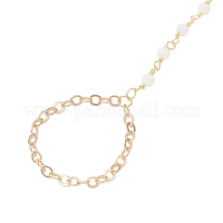 Латунные цепочки ручной работы с гранеными стеклянными звеньями браслеты-кольца для женщин BJEW-JB11773