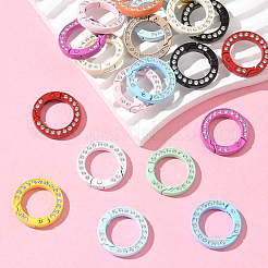 24 шт. 12-цветные кольца-пружинки из цинкового сплава со стразами&nbsp;FIND-SC0019-50A