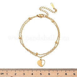 Браслеты-цепочки с подвесками в виде сердца из нержавеющей стали 304 BJEW-M097-01A-G