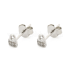 Серьги-гвоздики lock s925 из стерлингового серебра с микропаве из прозрачных кубических цирконий для женщин EJEW-K307-03A-P