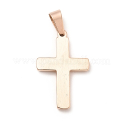 イオンプレーティング（IP）304ステンレスペンダント  クロスチャーム  ローズゴールド  34.5x22.3x3mm  穴：10x5.5mm&nbsp;STAS-K244-03RG