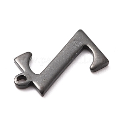 304ステンレススチールチャーム  レーザー切断  アルファベット  電気泳動黒  文字.z  12.5x7.5x0.8mm  穴：1mm&nbsp;STAS-H112-Z-EB