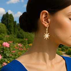 8 пара двухцветных серег-сережек с застежкой-молнией в виде солнца из сплава опалового цвета&nbsp;EJEW-HY0001-54