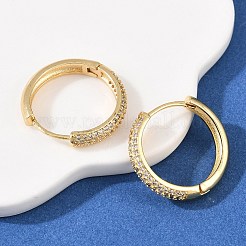 Серьги-кольца из латуни с прозрачным фианитом&nbsp;EJEW-A156-08A-G