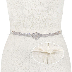 Свадебный пояс с кристаллами и стразами из сплава AJEW-WH0258-594