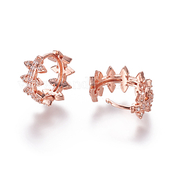 Серьги-кольца из латуни с микро-паве из фианита EJEW-F209-05RG