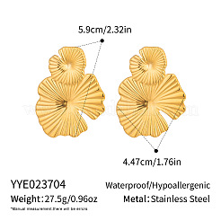 女性用304ステンレススチールスタッドピアス  ゴールドカラー  花  59x44.7mm&nbsp;LK7224-1