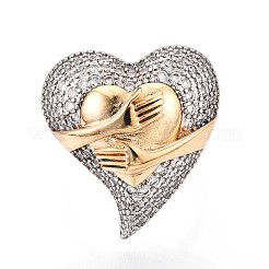 Латунные микропаве кубические цирконии регулируемые открытые манжеты кольца для женщин RJEW-N051-05GP