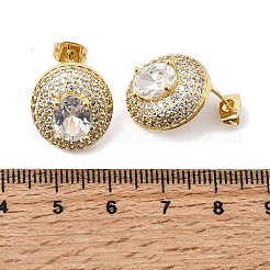 Orecchini a lobo ovali in ottone con zirconi trasparenti per donna&nbsp;EJEW-A162-01G