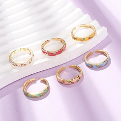 Латунные эмалированные манжеты с открытыми кольцами&nbsp;RJEW-P183-08G-M