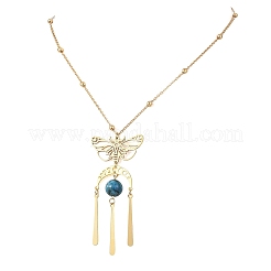 Collana da donna con ciondolo a farfalla e nappa in apatite naturale e acciaio inossidabile 201&nbsp;NJEW-TA00251