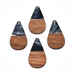 Pendentifs en résine transparente et bois de noyer&nbsp;RESI-N025-030-C