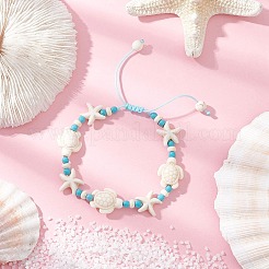 3 bracelet tressé en perles turquoise synthétiques&nbsp;BJEW-JB12130