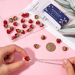 30 шт. пластиковые бусины со стразами в виде клубники FIND-SC0012-13
