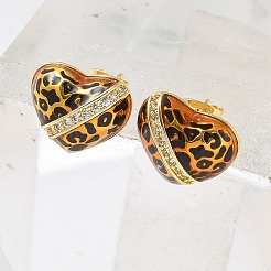 Boucles d'oreilles en laiton avec micro pavé de zircone cubique transparente pour femmes&nbsp;EJEW-A169-01D-G