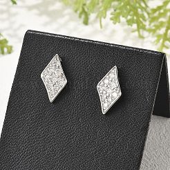 Серьги-гвоздики из латуни с микропаве из прозрачного кубического циркония в форме ромба для женщин&nbsp;EJEW-G428-16P