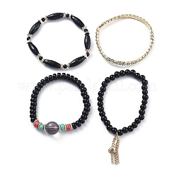 Catena della tazza di strass in lega e set di braccialetti elasticizzati multistrato&nbsp;BJEW-SZ0001-012B