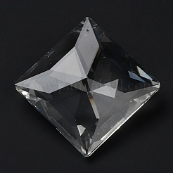 クリアガラスペンダント  多面カット  菱形チャーム  シャンデリアクリスタル吊り下げペンダント用  透明  69x69x22mm  穴：1.8mm&nbsp;LS-GLAA-R223-05B