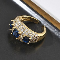 Bagues ouvertes en laiton avec micro pavé de zircones cubiques pour femmes&nbsp;RJEW-L343-13G