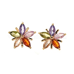 Pendientes de tuerca de circonio cúbico con micro pave de latón&nbsp;X-EJEW-R018-10G-03