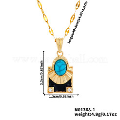 Латунные прозрачные кубические цирконии и черная эмаль прямоугольник с овальными подвесками ожерелья для повседневного ношения AY5004-1