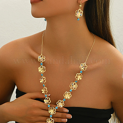 Элегантные цветочные железные кубические циркониевые серьги и ожерелья для женских вечеринок CW0410