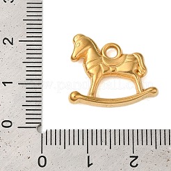 イオンプレーティング（IP）304ステンレスペンダント  木馬チャーム  18KGP本金メッキ  17x20x3mm  穴：2mm&nbsp;STAS-N103-15G