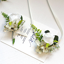 2шт. 2 стиля шелковая ткань имитация розы корсаж бутоньерка AJEW-CP0001-61A